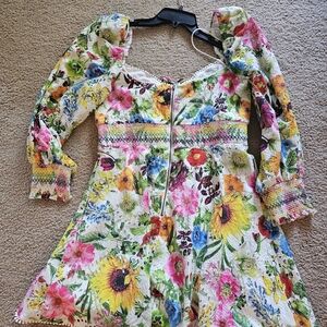 Alice + Olivia Floral Mini Dress with Vibrant Colors